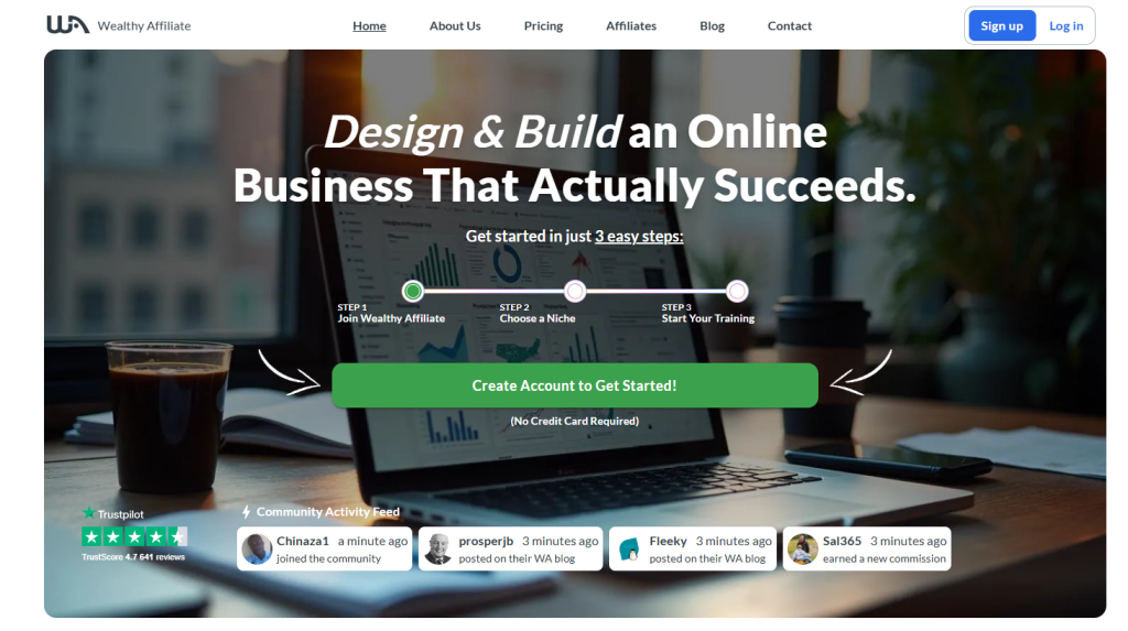 wealthy affiliate screenshot