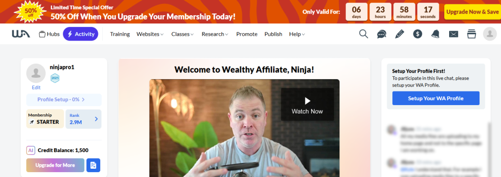 Homepage wealthy affiliate offer