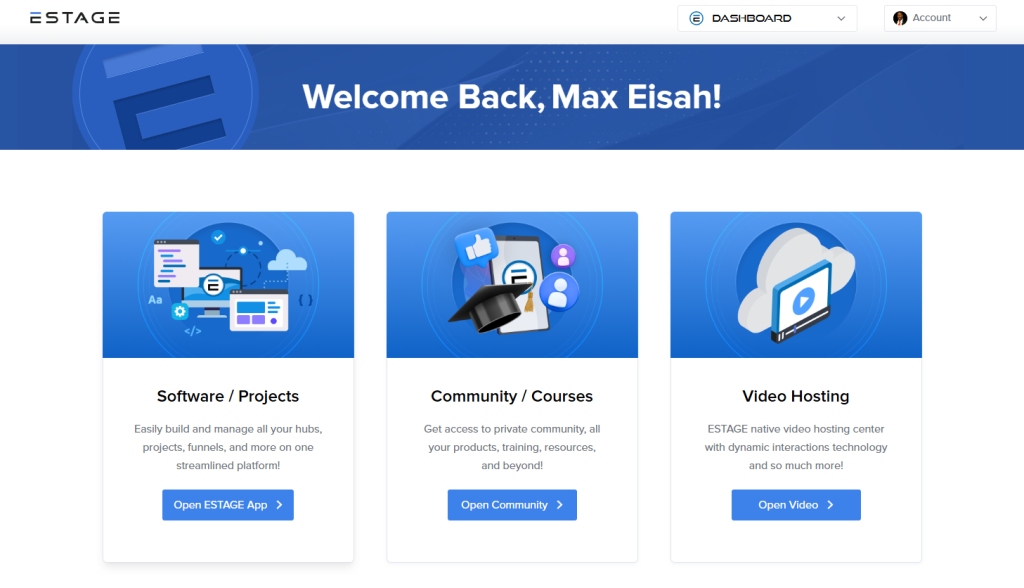 Estage Hub Homepage