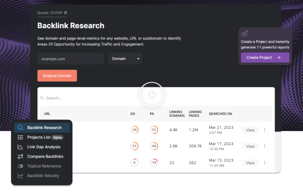 search atlas Backlink Research