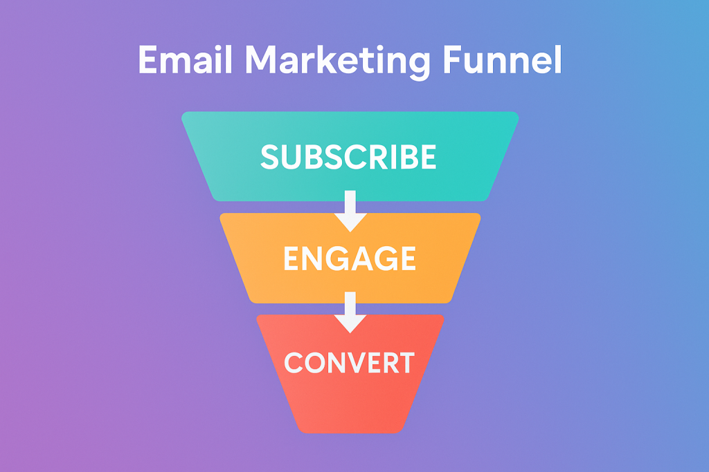 Funnel visualization depicting Subscribe, Engage, and Convert stages.