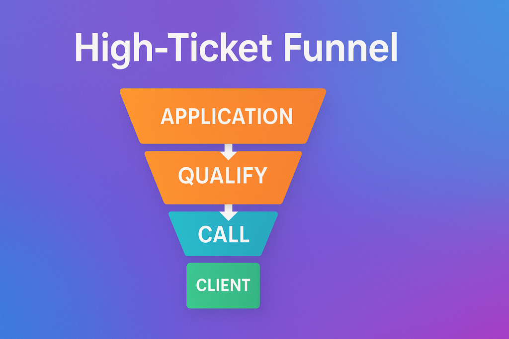 Funnel visualization depicting Application, Qualify, Call, and Client stages.