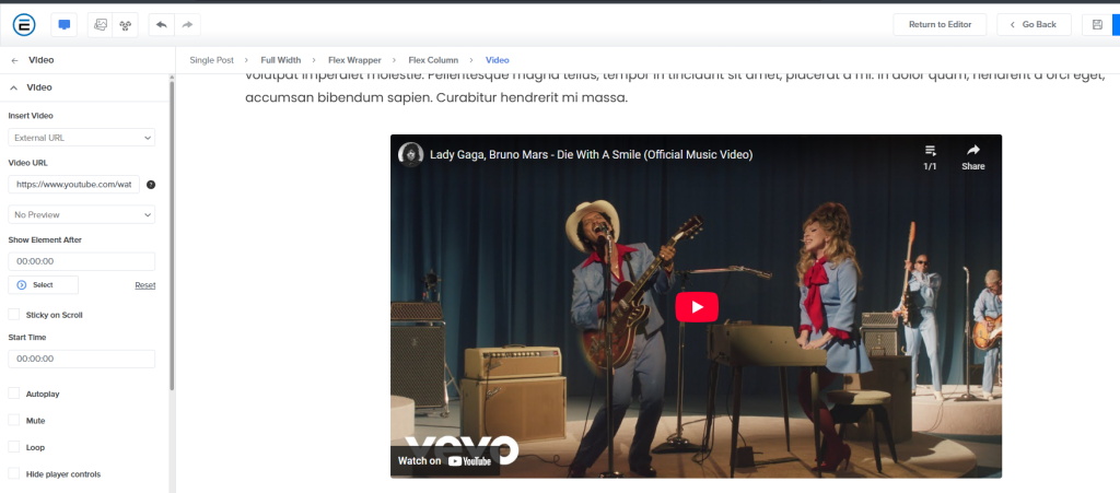 Estage video embed section