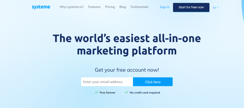 systeme.io homepage