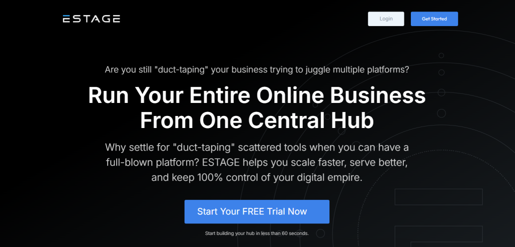 estage homepage screenshot