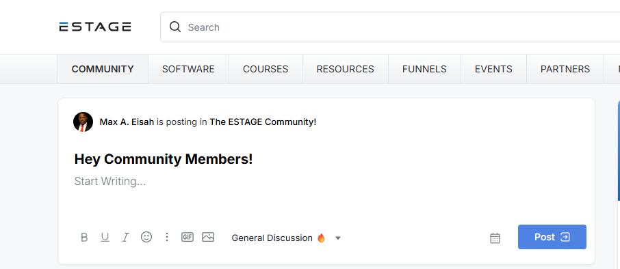 Editing Post In the Estage Community 