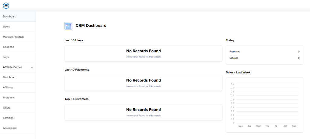 Estage CRM Dashboard Screenshot