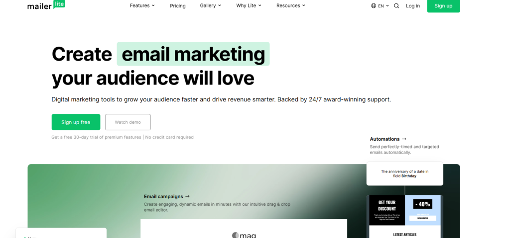 MailerLite screenshot