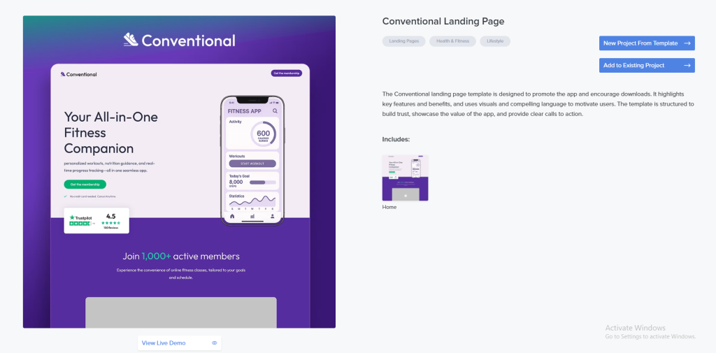 Conventional Landing Page Template