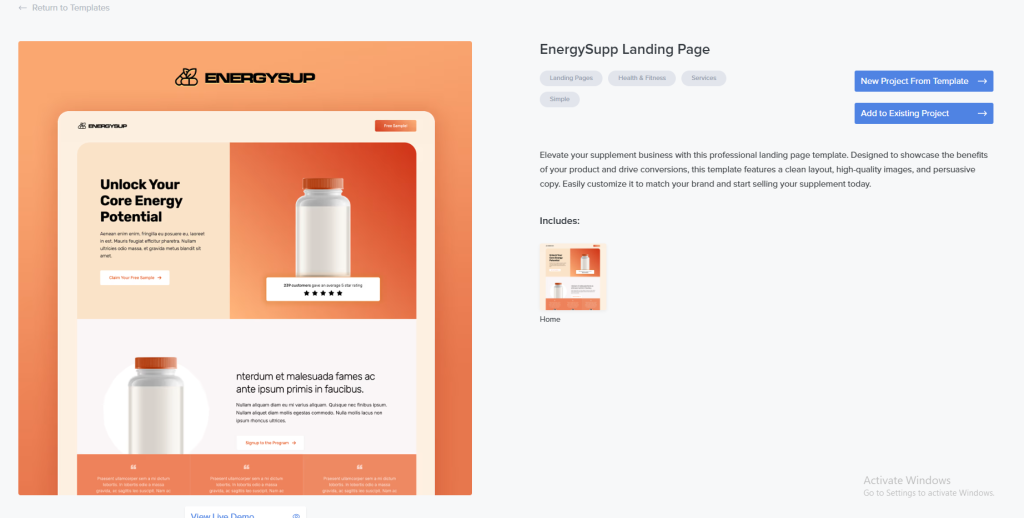 EnergySupp Landing Page Template