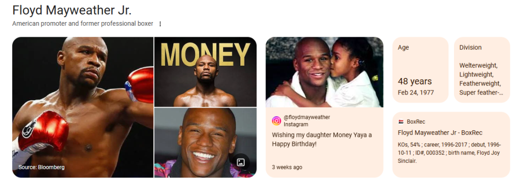 Floyd Mayweather Google Profile